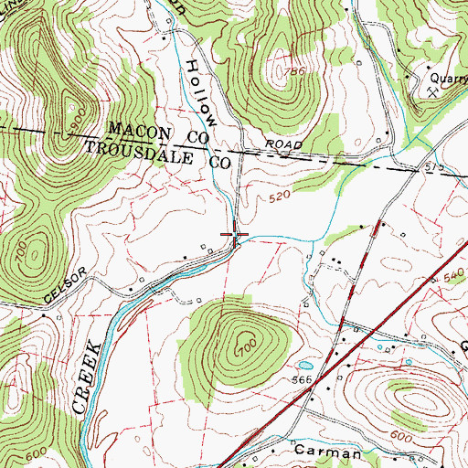 Topographic Map of Thompson Hollow, TN