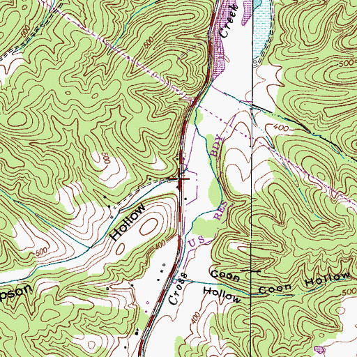 Topographic Map of Thompson Hollow, TN