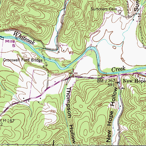 Topographic Map of Thompson Hollow, TN