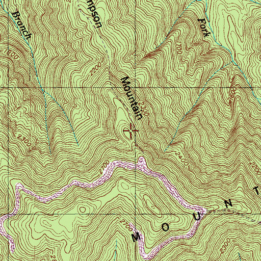 Topographic Map of Thompson Mountain, TN