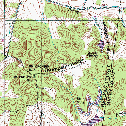 Topographic Map of Thompson Ridge, TN