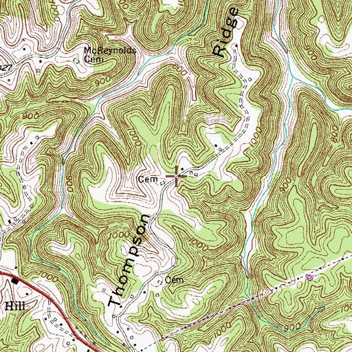 Topographic Map of Thompson Ridge, TN