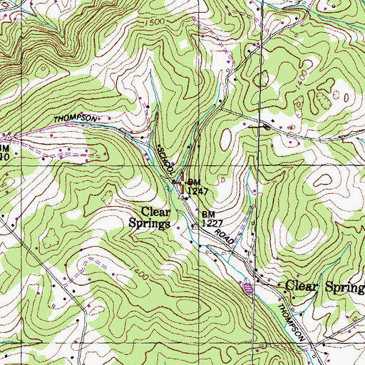 Topographic Map of Thompson School, TN