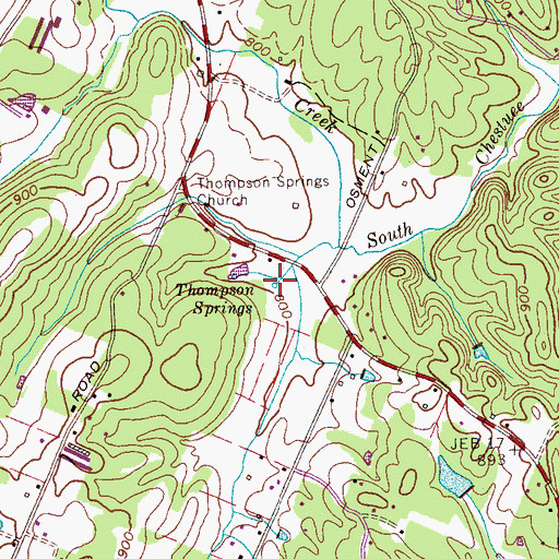 Topographic Map of Thompson Springs, TN