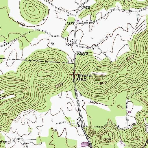 Topographic Map of Thorn Gap, TN