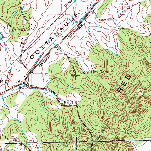 Topographic Map of Thorn Hill Cemetery, TN