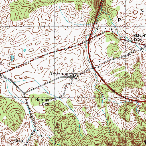 Topographic Map of Thorn Hill Church, TN