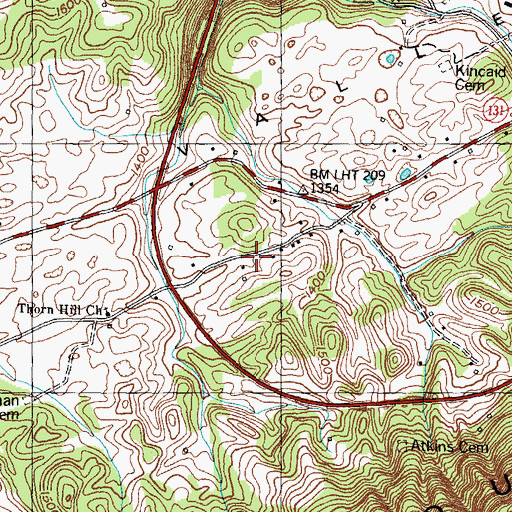 Topographic Map of Thorn Hill School, TN