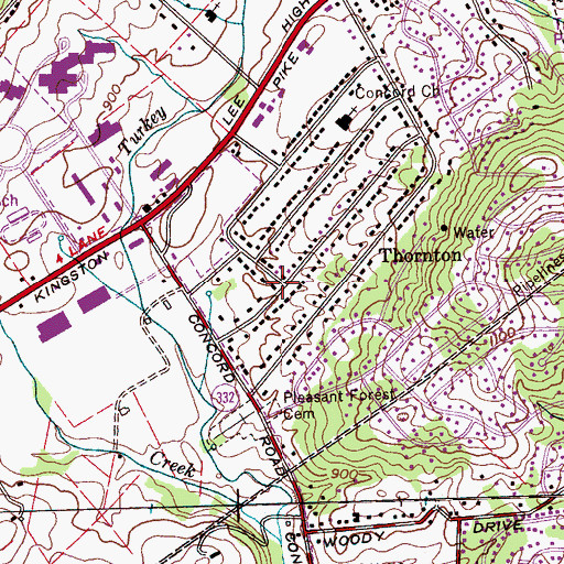 Topographic Map of Thornton, TN