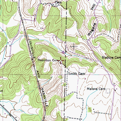 Topographic Map of Thornton Cemetery, TN