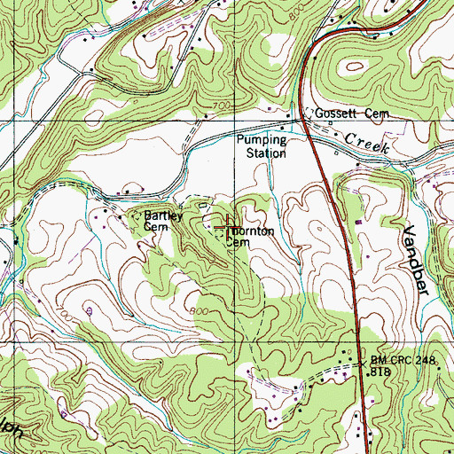 Topographic Map of Thornton Cemetery, TN