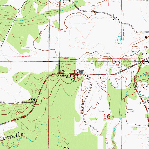 Topographic Map of Spring Hill Church, AL