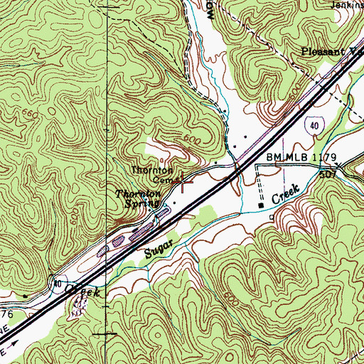 Topographic Map of Thornton Cemetery, TN