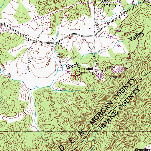 Topographic Map of Thornton Cemetery, TN