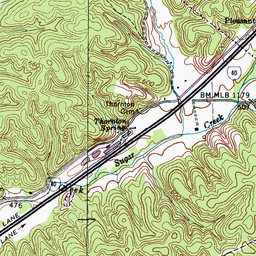 Topographic Map of Thornton Spring, TN