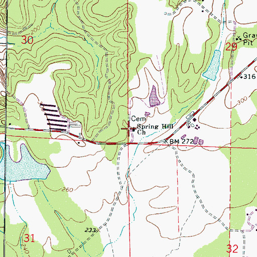 Topographic Map of Spring Hill Church, AL