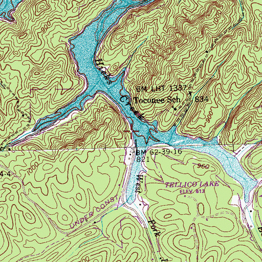 Topographic Map of Three Point Church, TN