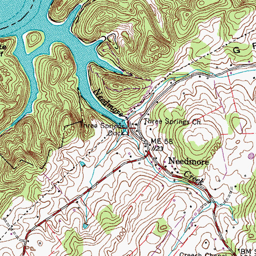 Topographic Map of Three Springs Dock, TN