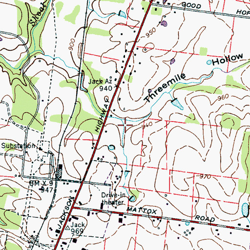 Topographic Map of Threemile Hollow, TN