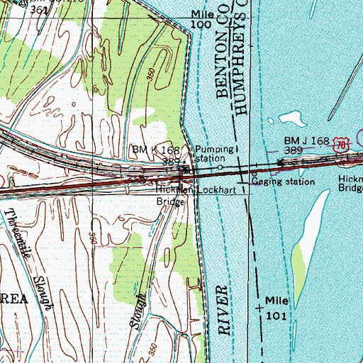 Topographic Map of Threemile Slough, TN