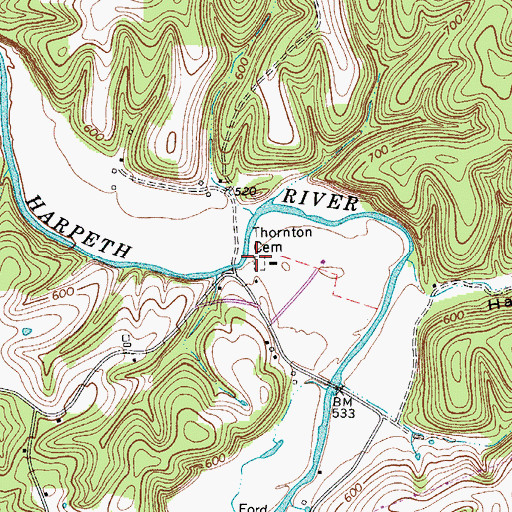 Topographic Map of Thronton Cemetery, TN