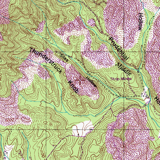 Topographic Map of Thunderstruck Knob, TN