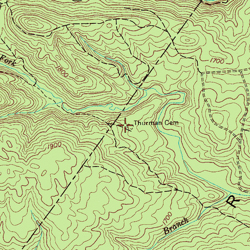 Topographic Map of Thurman Cemetery, TN