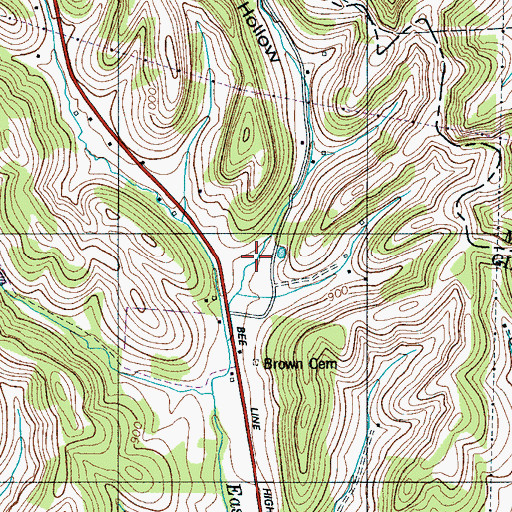 Topographic Map of Thurman Hollow, TN