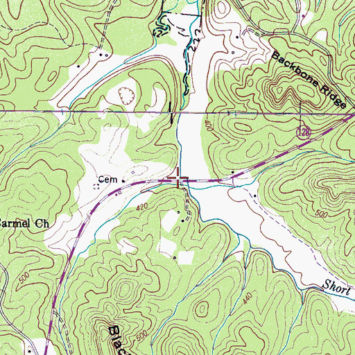 Topographic Map of Ticey Hollow, TN