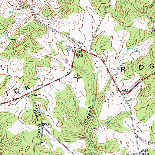 Topographic Map of Tick Ridge, TN