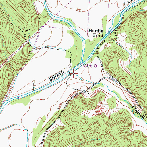Topographic Map of Tidwell Branch, TN