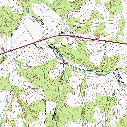 Topographic Map of Tidwell Branch, TN
