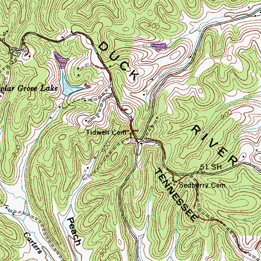 Topographic Map of Tidwell Cemetery, TN