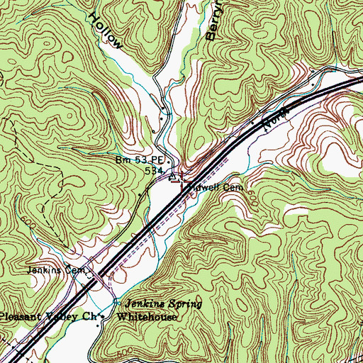 Topographic Map of Tidwell Cemetery, TN