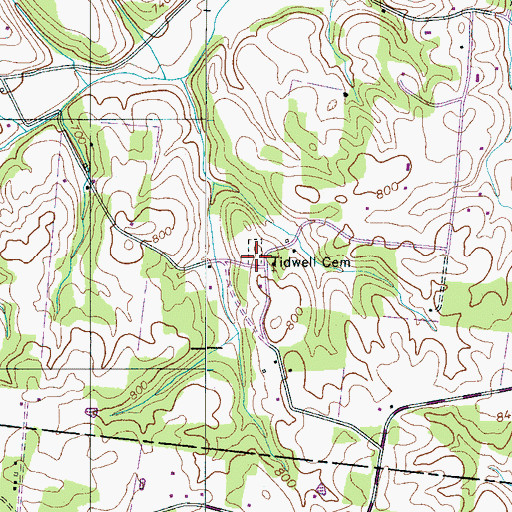 Topographic Map of Tidwell Cemetery, TN
