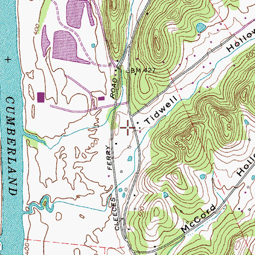 Topographic Map of Tidwell Hollow, TN