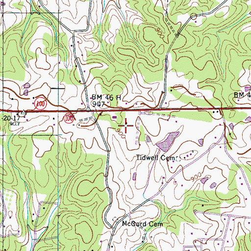 Topographic Map of Tidwell School, TN