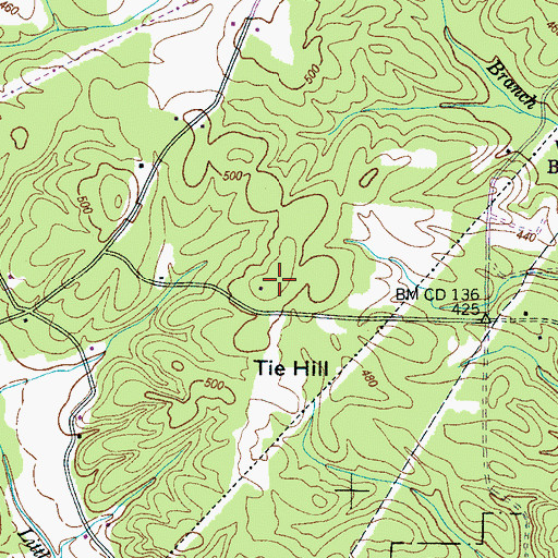 Topographic Map of Tie Hill, TN