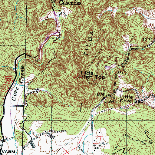 Topographic Map of Tilda High Top, TN