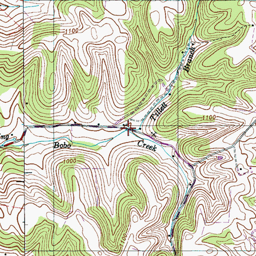 Topographic Map of Tillett Branch, TN