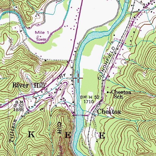Topographic Map of Tillison Branch, TN