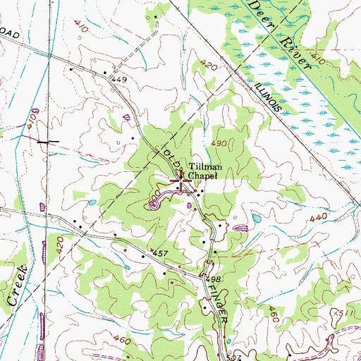 Topographic Map of Tillman Chapel, TN