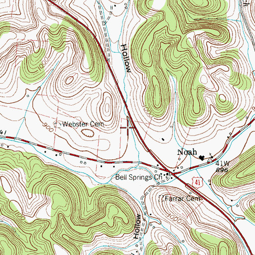 Topographic Map of Tillman Hollow, TN