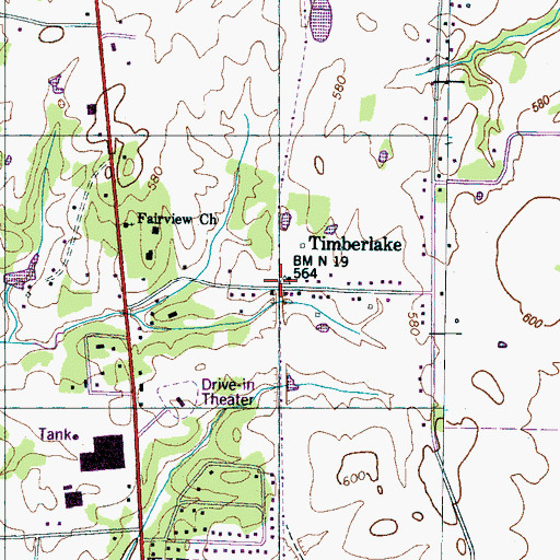 Topographic Map of Timberlake, TN