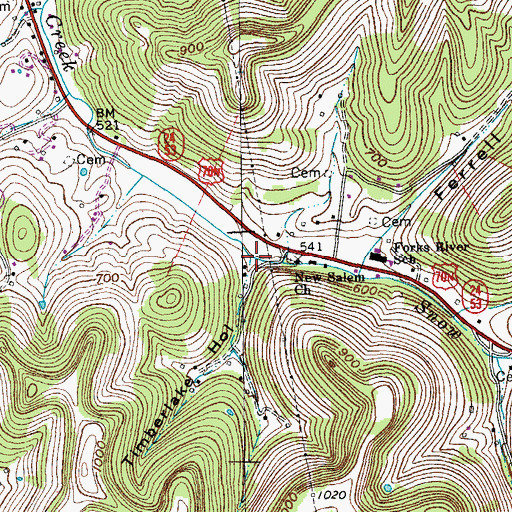 Topographic Map of Timberlake Hollow, TN