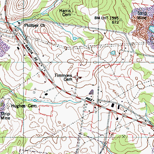 Topographic Map of Timmons Cemetery, TN