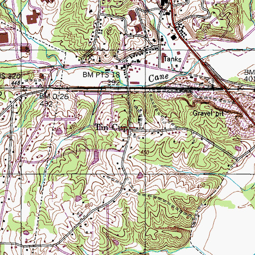 Topographic Map of Tin Cup, TN