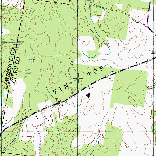 Topographic Map of Tin Top, TN