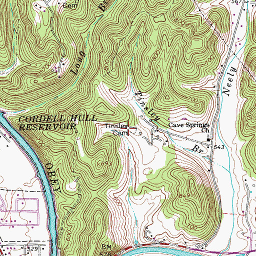Topographic Map of Tinsley Cemetery, TN