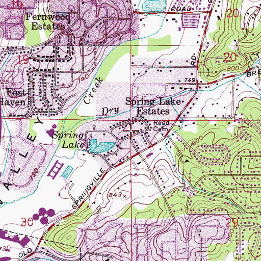 Topographic Map of Spring Lake Estates, AL